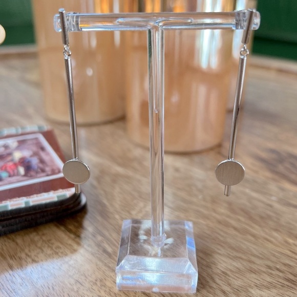 Brushed Metal Dangle Disc Earrings - Picture 14 of 16